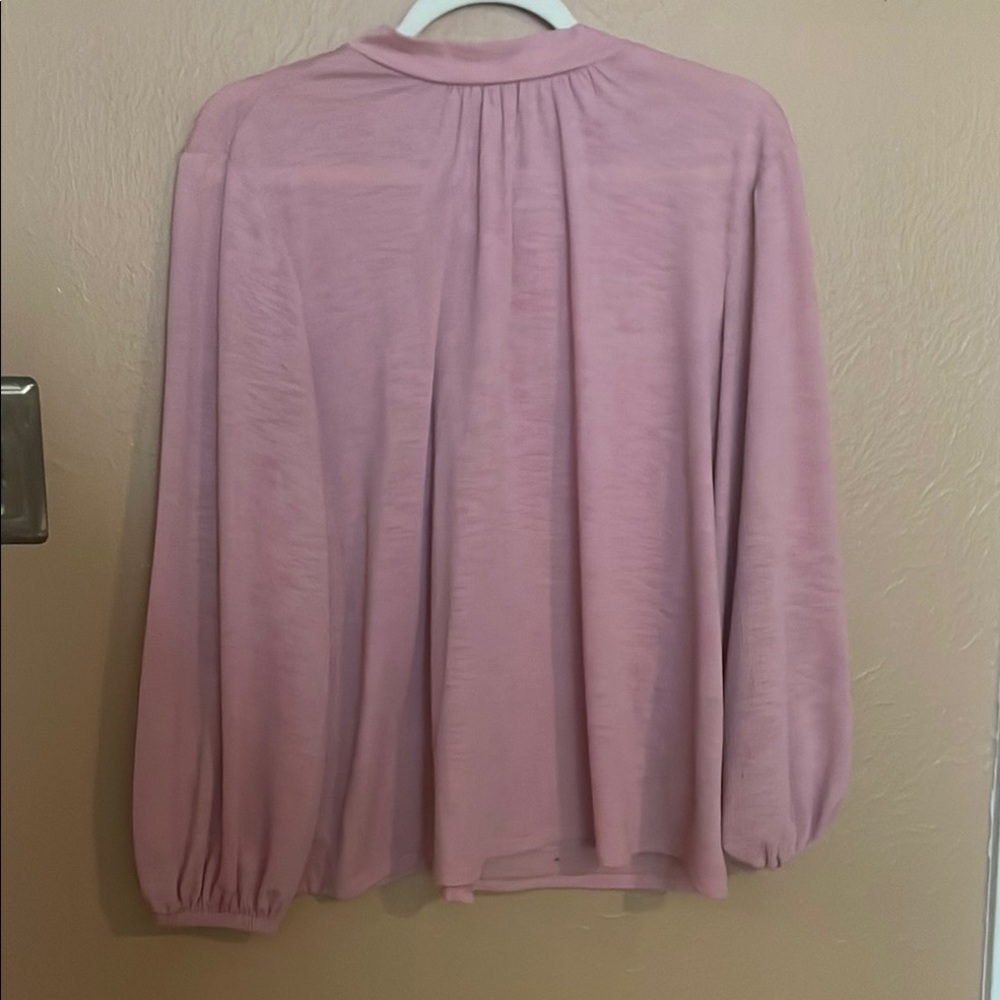 Jennifer Lopez Pink Pleated Puff Sleeve Blouse